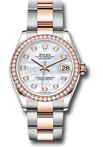 Rolex Steel and Everose Gold Datejust - 31 MM - Oyster Bracelet - 46 Diamond Bezel - Mother-of-Pearl Diamond Dial - 278381RBR mdo