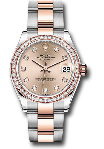 Rolex Steel and Everose Gold Datejust - 31 MM - Oyster Bracelet - 46 Diamond Bezel - Rosé Diamond Dial - 278381RBR rodo