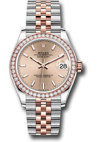 Rolex Steel and Everose Gold Datejust - 31 MM - Jubilee Bracelet - 46 Diamond Bezel - Rosé Index Dial - 278381RBR roij