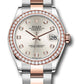 Rolex Steel and Everose Gold Datejust - 31 MM - Oyster Bracelet - 46 Diamond Bezel - Silver Diamond Dial - 278381RBR sdo