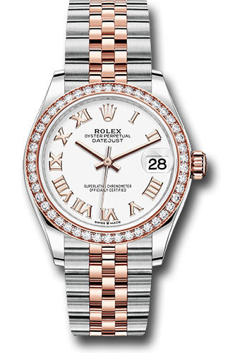 Rolex Steel and Everose Gold Datejust - 31 MM - Jubilee Bracelet - 46 Diamond Bezel - White Roman Dial - 278381RBR wrj