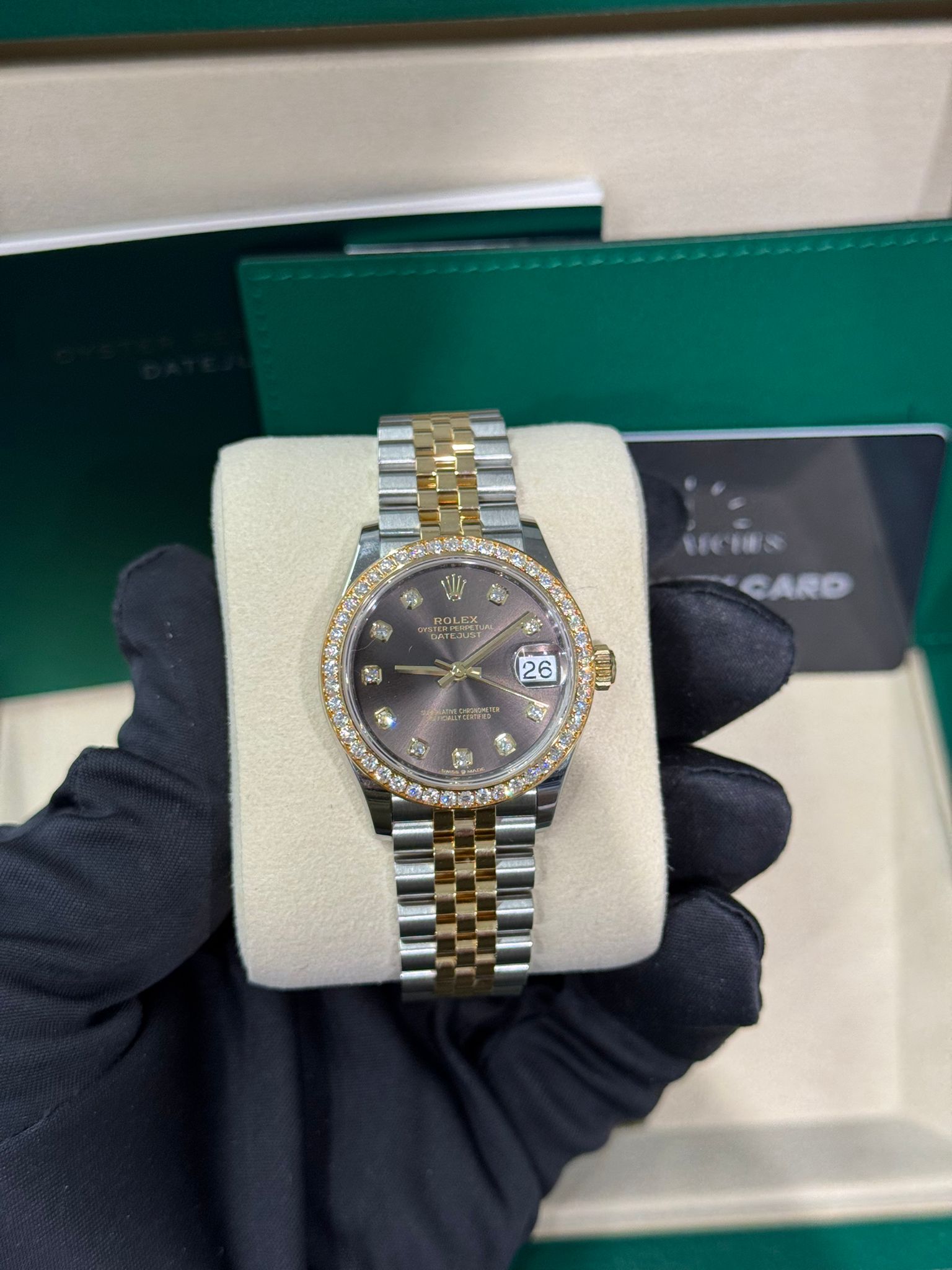 Rolex Steel and Yellow Gold Datejust - 31 MM - Jubilee Bracelet - Diamond Bezel - Dark Grey Diamond Dial - 278383RBR dkgdj