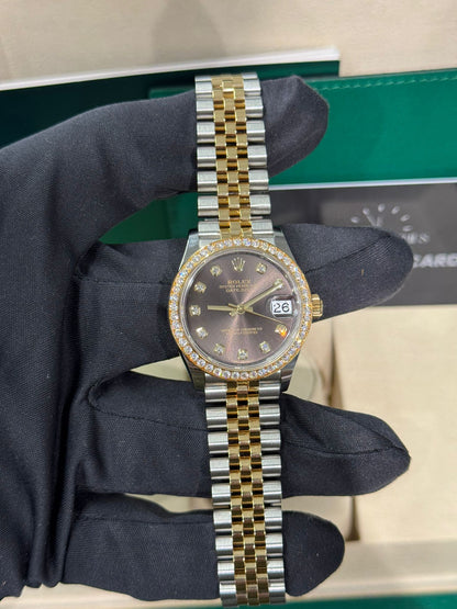 Rolex Steel and Yellow Gold Datejust - 31 MM - Jubilee Bracelet - Diamond Bezel - Dark Grey Diamond Dial - 278383RBR-0022