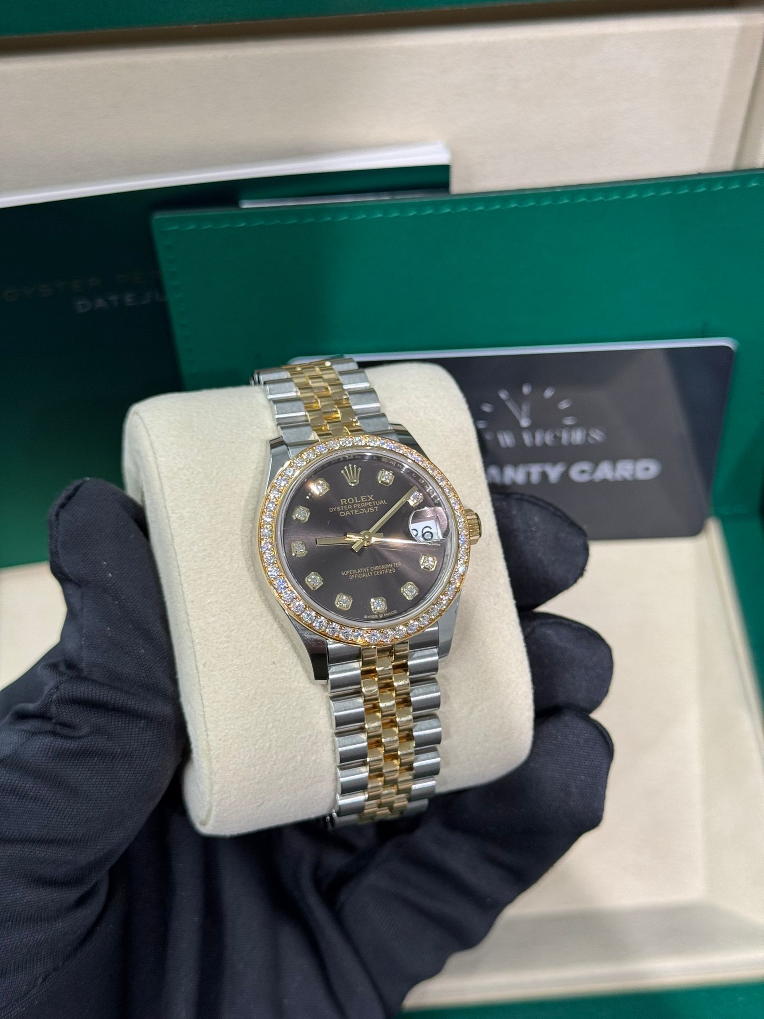 Rolex Steel and Yellow Gold Datejust - 31 MM - Jubilee Bracelet - Diamond Bezel - Dark Grey Diamond Dial - 278383RBR dkgdj