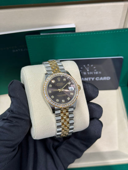 Rolex Steel and Yellow Gold Datejust - 31 MM - Jubilee Bracelet - Diamond Bezel - Dark Grey Diamond Dial - 278383RBR-0022