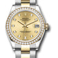 Rolex Steel and Yellow Gold Datejust - 31 MM - Oyster Bracelet - Diamond Bezel - Champagne Diamond Dial - 278383RBR chdo