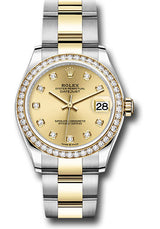 Rolex Steel and Yellow Gold Datejust - 31 MM - Oyster Bracelet - Diamond Bezel - Champagne Diamond Dial - 278383RBR-0025