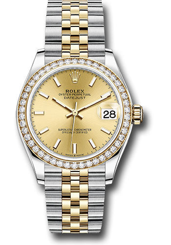 Rolex Steel and Yellow Gold Datejust - 31 MM - Jubilee Bracelet - Diamond Bezel - Champagne Index Dial - 278383RBR chij