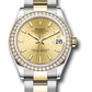 Rolex Steel and Yellow Gold Datejust - 31 MM - Oyster Bracelet - Diamond Bezel - Champagne Index Dial - 278383RBR chio