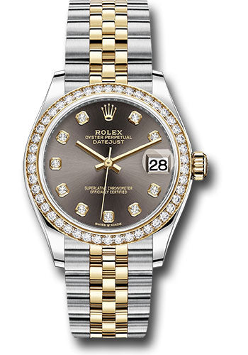 Rolex Steel and Yellow Gold Datejust - 31 MM - Jubilee Bracelet - Diamond Bezel - Dark Grey Diamond Dial - 278383RBR-0022