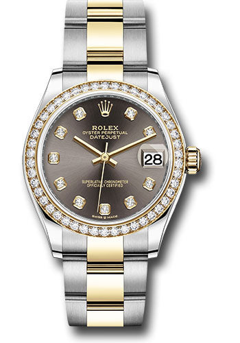 Rolex Steel and Yellow Gold Datejust - 31 MM - Oyster Bracelet - Diamond Bezel - Dark Grey Diamond Dial - 278383RBR dkgdo