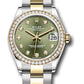 Rolex Steel and Yellow Gold Datejust - 31 MM - Oyster Bracelet - Diamond Bezel - Olive Green Diamond Dial - 278383RBR ogdo