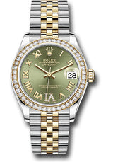 Rolex Steel and Yellow Gold Datejust - 31 MM - Jubilee Bracelet - Diamond Bezel - Olive Green Diamond Roman Six Dial - 278383RBR-0016