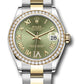 Rolex Steel and Yellow Gold Datejust - 31 MM - Oyster Bracelet - Diamond Bezel - Olive Green Diamond Roman Six Dial - 278383RBR ogdr6o