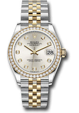 Rolex Steel and Yellow Gold Datejust - 31 MM - Jubilee Bracelet - Diamond Bezel - Silver Diamond Dial - 278383RBR-0020