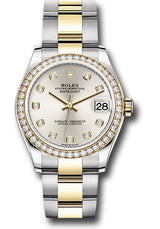 Rolex Steel and Yellow Gold Datejust - 31 MM - Oyster Bracelet - Diamond Bezel - Silver Diamond Dial - 278383RBR-0019