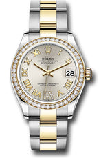 Rolex Steel and Yellow Gold Datejust - 31 MM - Oyster Bracelet - Diamond Bezel - Silver Diamond Roman Six Dial - 278383RBR-0003