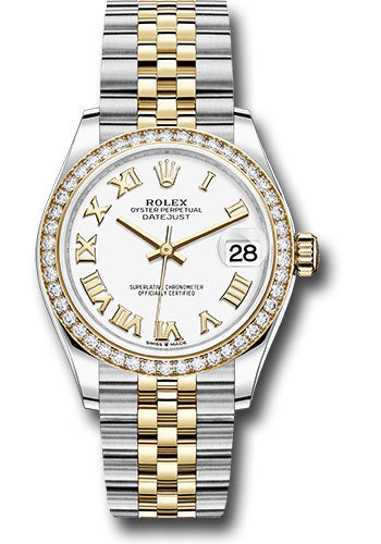 Rolex Steel and Yellow Gold Datejust - 31 MM - Jubilee Bracelet - Diamond Bezel - White Roman Dial - 278383RBR wrj