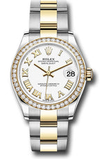Rolex Steel and Yellow Gold Datejust - 31 MM - Oyster Bracelet - Diamond Bezel - White Roman Dial - 278383RBR-0001