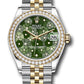 Rolex Steel and Yellow Gold Datejust - 31 MM - Jubilee Bracelet - Diamond Bezel - Olive Green Floral Motif Diamond 6 Dial - 278383rbr ogflomdj