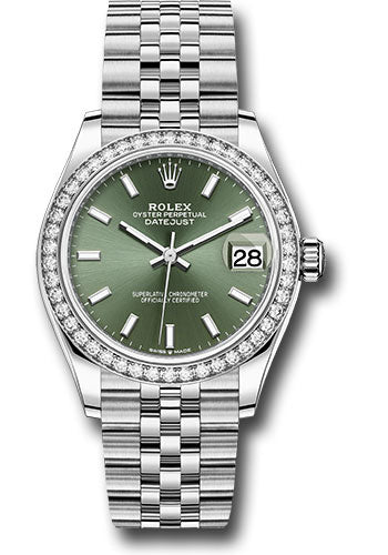 Rolex Steel and White Gold Datejust - 31 MM - Jubilee Bracelet - Diamond Bezel - Mint Green Index Dial - 278384RBR mgij