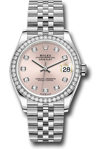 Rolex Steel and White Gold Datejust - 31 MM - Jubilee Bracelet - Diamond Bezel -  Pink Diamond Dial - 278384RBR pdj