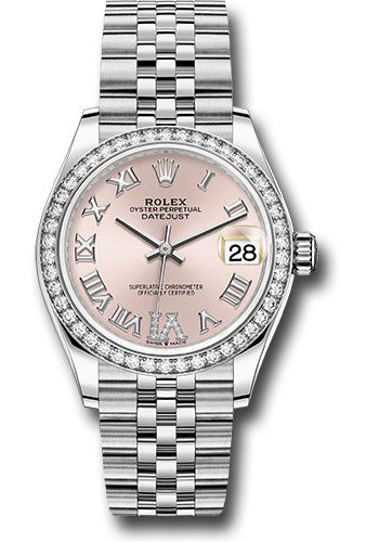 Rolex Steel and White Gold Datejust - 31 MM - Jubilee Bracelet - Diamond Bezel - Pink Roman Diamond 6 Dial - 278384RBR pdr6j