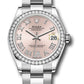 Rolex Steel and White Gold Datejust - 31 MM - Oyster Bracelet - Diamond Bezel - Pink Roman Diamond 6 Dial - 278384RBR pdr6o