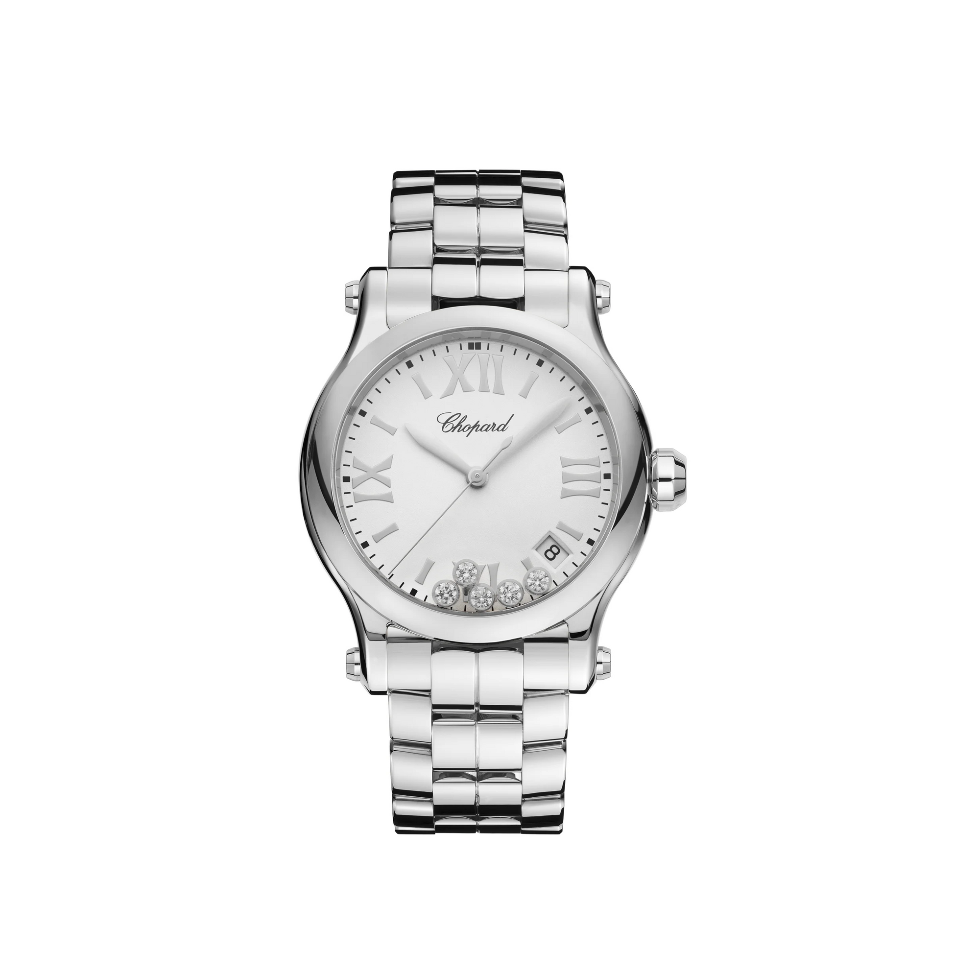 Chopard Happy Sport Stainless Steel 36 MM - Stainless Steel Bracelet - White Diamond Dial - 278582-3002