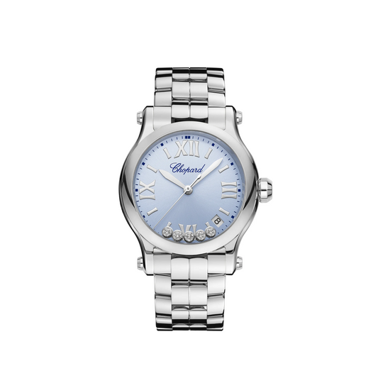 Chopard Happy Sport Stainless Steel 36 MM - Stainless Steel Bracelet - Light Blue Diamond Dial - 278582-3008