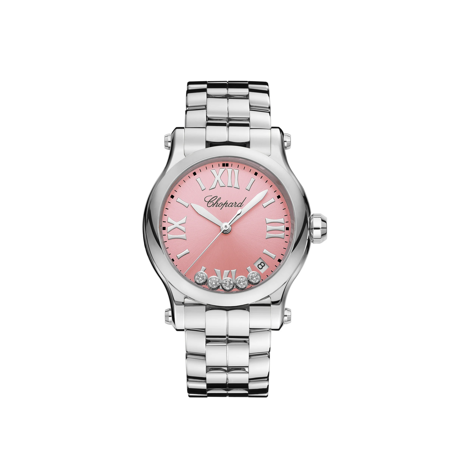 Chopard Happy Sport Stainless Steel 36 MM - Stainless Steel Bracelet - Pink Diamond Dial - 278582-3009