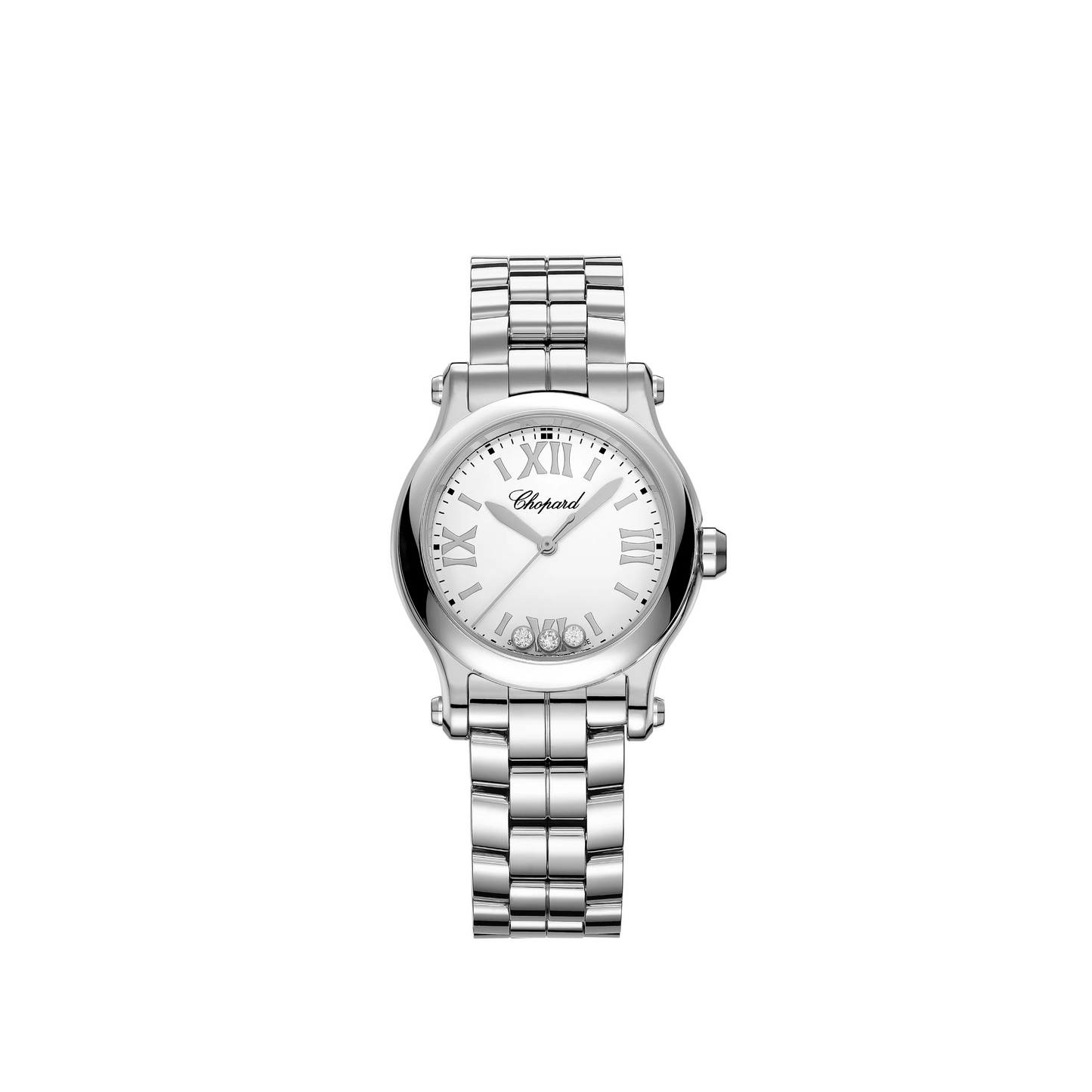 Chopard Happy Sport Stainless Steel 30 MM - Stainless Steel Bracelet - White Diamond Dial - 278590-3002