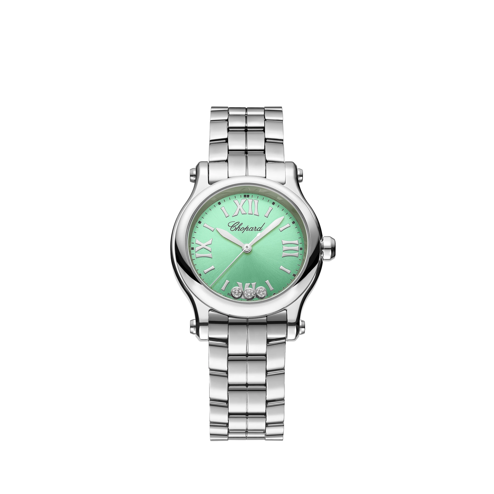 Chopard Happy Stainless Steel 30 MM - Stainless steel Bracelet - Green Diamond Dial - 278590-3013