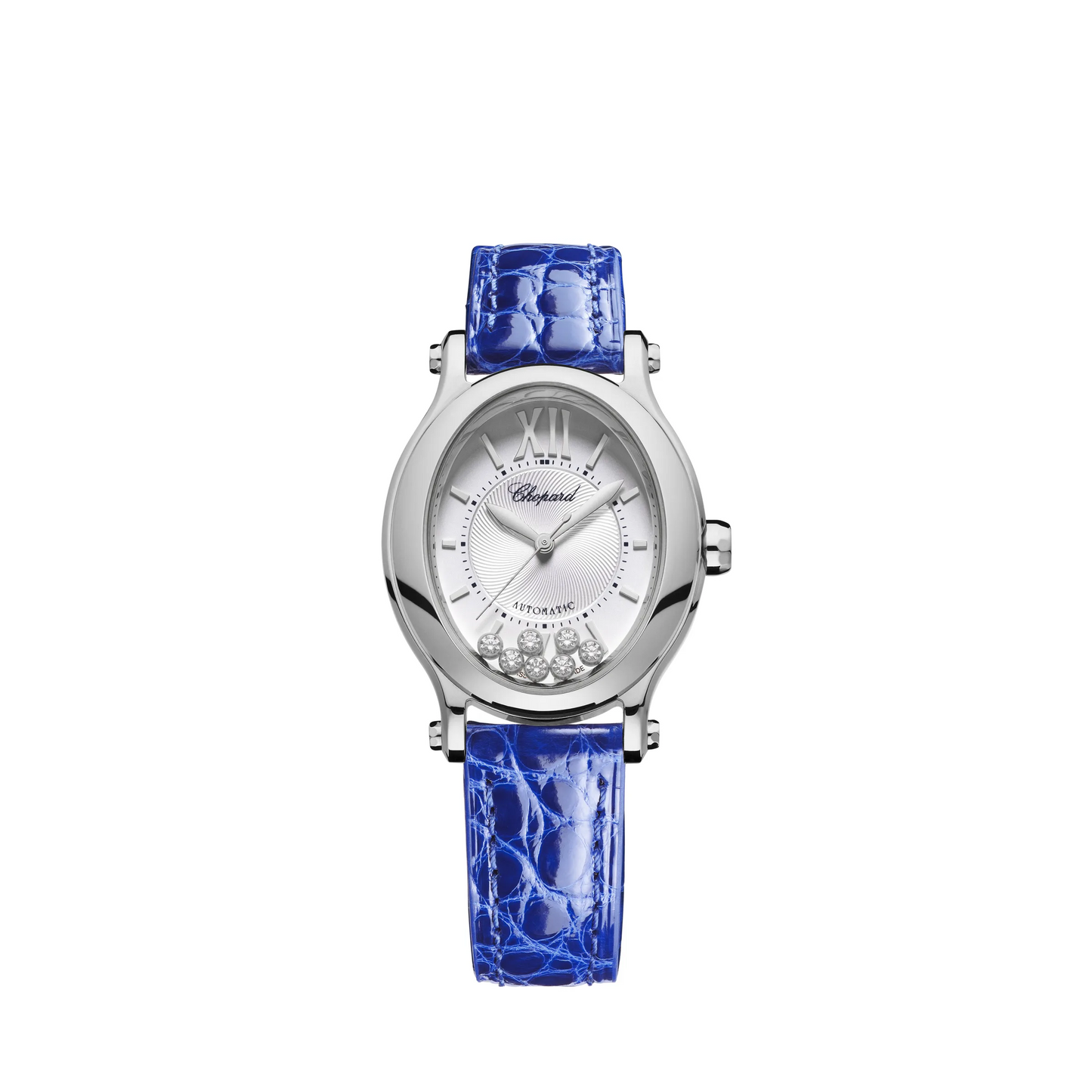 Chopard Happy Sport Stainless Steel 29 x 31 MM - Blue Alligator Strap - White Diamond Dial - 278602-3001