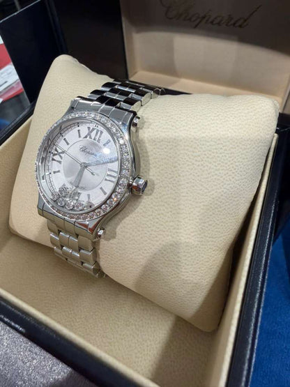 Chopard Happy Sport Stainless Steel 33 MM - Stainless Steel Bracelet - Diamomnd Bezel - White Diamond Dial - 278608-3004