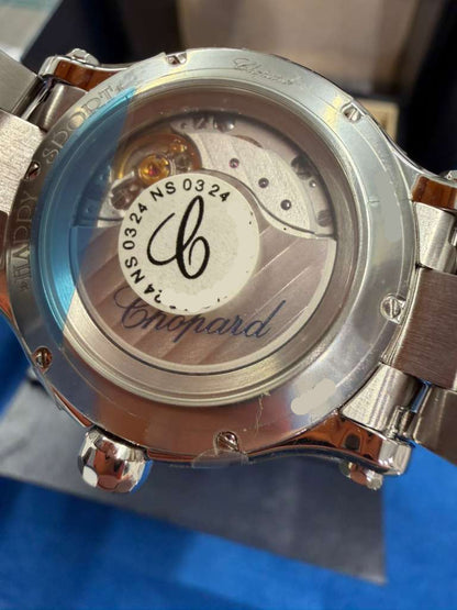 Chopard Happy Sport Stainless Steel 33 MM - Stainless Steel Bracelet - Diamomnd Bezel - White Diamond Dial - 278608-3004