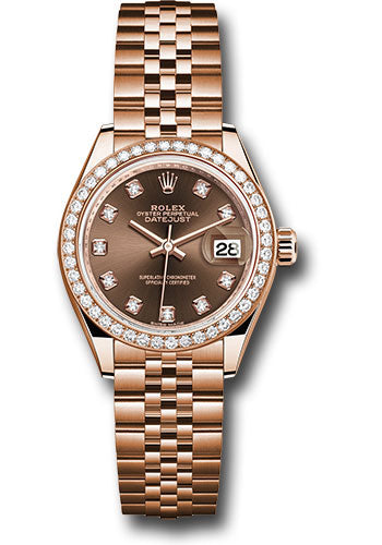 Rolex Everose Gold Datejust - 28 MM - Jubilee Bracelet - 44 Diamond Bezel - Chocolate Diamond Dial - 279135RBR chodj