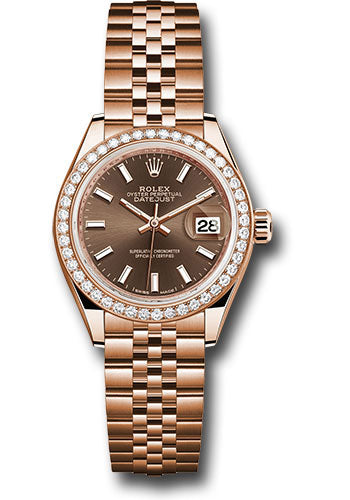 Rolex Everose Gold Datejust - 28 MM - Jubilee Bracelet - 44 Diamond Bezel - Chocolate Index Dial - 279135RBR choij