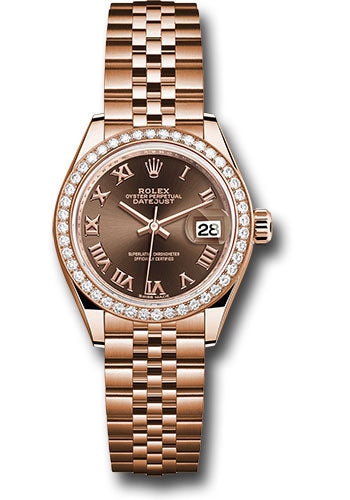 Rolex Everose Gold Datejust - 28 MM - Jubilee Bracelet - 44 Diamond Bezel- Chocolate Roman Dial - 279135RBR chorj