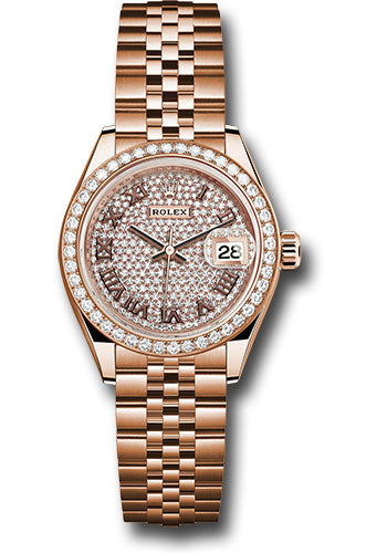 Rolex Everose Gold Datejust - 28 MM - Jubilee Bracelet - 44 Diamond Bezel- Sundust Roman Dial - 279135RBR dprj