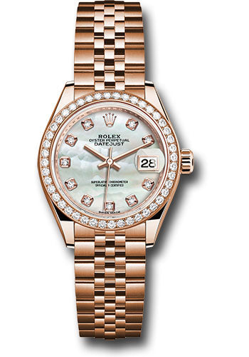 Rolex Everose Gold Datejust - 28 MM - Jubilee Bracelet - 44 Diamond Bezel - Mother-of-Pearl Diamond Dial - 279135RBR mdj