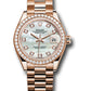 Rolex Everose Gold Datejust - 28 MM - President Bracelet - 44 Diamond Bezel - Mother-of-Pearl Diamond Dial -  279135RBR mdp