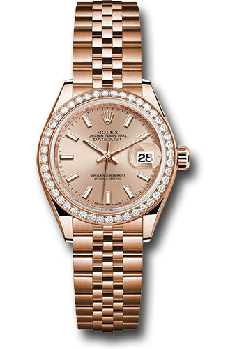 Rolex Everose Gold Datejust - 28 MM - Jubilee Bracelet - 44 Diamond Bezel - Pink Sundust Index Dial - 279135RBR pij