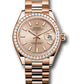 Rolex Everose Gold Datejust - 28 MM - President Bracelet - 44 Diamond Bezel - Pink Sundust Index Dial -  279135RBR pip