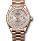 Rolex Everose Gold Datejust - 28 MM - President Bracelet - 44 Diamond Bezel - Silver Sundust Diamond Star Dial - 279135RBR s9dix8dp