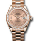 Rolex Everose Gold Datejust - 28 MM - President Bracelet - 44 Diamond Bezel - Rosé Roman Dial - 279135rbr rsrp