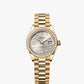 Rolex Yellow Gold Lady-Datejust - 28 MM - President Bracelet - Diamond Bezel - Silver Star Diamond Roman 9 Dial - 279138RBR-0001