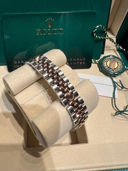 Rolex Lady-Datejust - 28 MM - Oystersteel and Rose Gold - Jubilee Bracelet - Fluted Bezel - Green Diamond Dial - 279171-0007