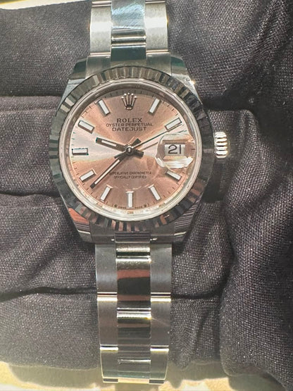 Rolex - Lady-Datejust - 28 MM - Oystersteel and White Gold - Pink Index Dial - Fluted Bezel - Oyster Bracelet - 279174-0002
