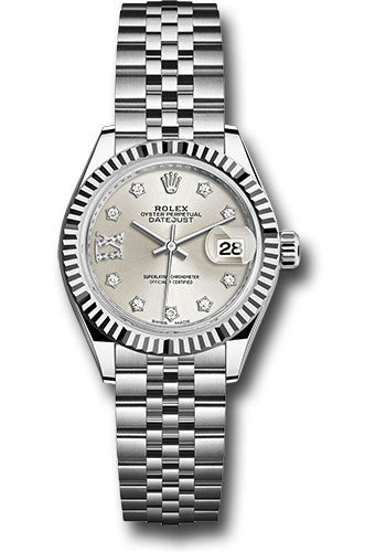 Rolex - Lady-Datejust - 28 MM - Oystersteel and White Gold - Silver Diamond Star Dial - Fluted Bezel - Jubilee Bracelet - 279174